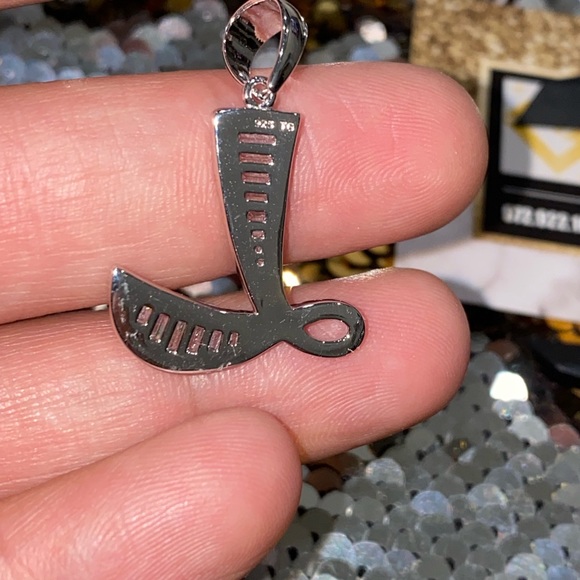 L initial simulated diamond pendant, custom made baguette iced out pendant Charm - Picture 4 of 5